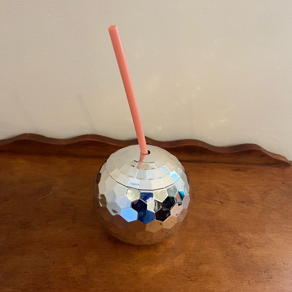 Blush True Disco Ball Drink Tumbler - Silver - EUC